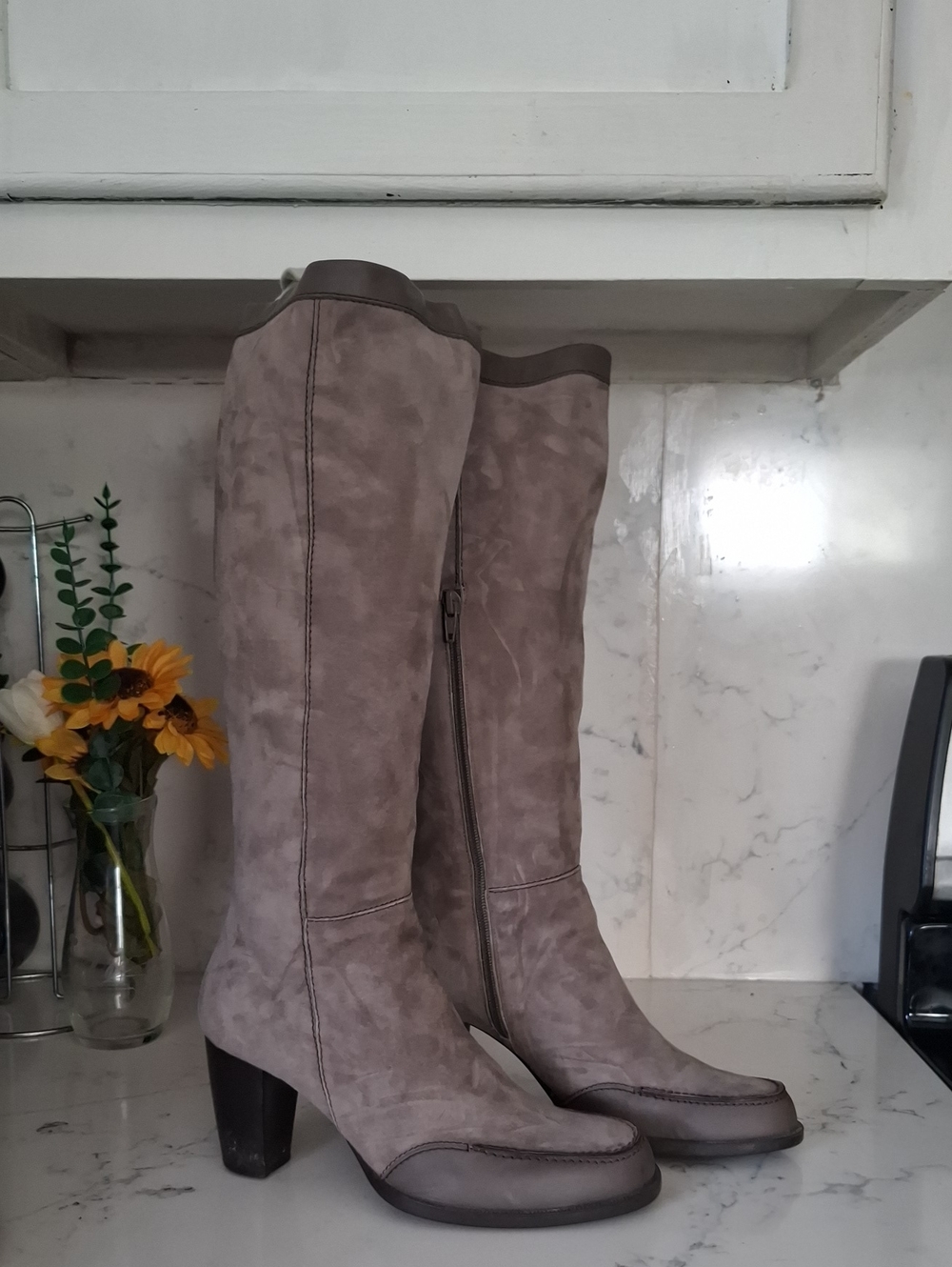 HOGAN Women's Taupe Knee-High Suede Boots - Stylish Everyday Knee Boot